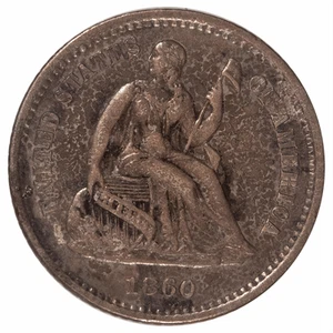 1860-O Seated Liberty Half Dime H10C - Raw - Picture 1 of 2
