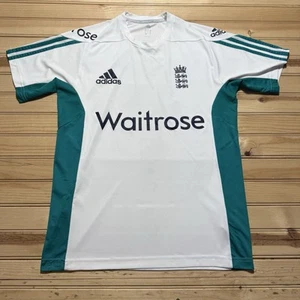 England Team Jersey Cricket Shirt White Adidas Trikot Polyester Mens Size Medium - Picture 1 of 10