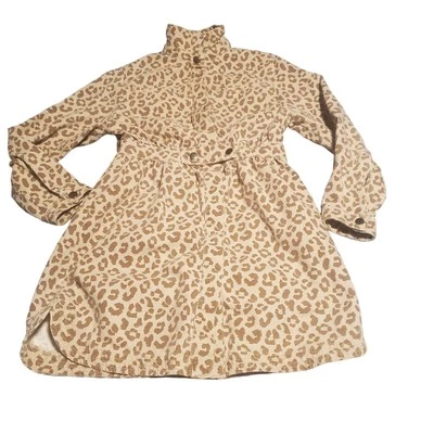 Zara Girls Collection Size 11/12 Leopard Print Cotton Long Sleeve Dress FLAW - Image 1 of 4