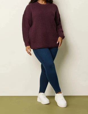 EX YOURS LADIES CURVE WAFFLE KNIT JUMPER PURPLE NEW SIZE UK PLUS 34-36 (REF 781) - Image 1 of 3