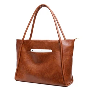 Large Tote Bag for Women Work with Zipper 16L Vegan Leather Ladies Travel Pur... - Picture 1 of 6