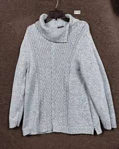 Talbots Split Wasserfallausschnitt meliert Zopfmuster Pullover Damen XLP grün Langarm - Bild 1 von 7