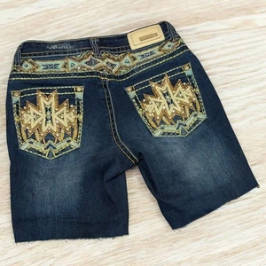 Pantalones Cortos SEXY COUTURE Bling Denim Corte Estrás y Cuentas Bolsillos Botón 6  - Imagen 1 de 8