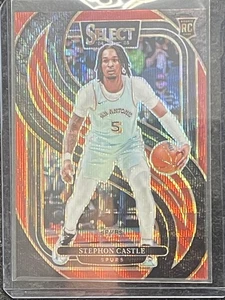 2024-25 Panini Select #175 Stephon Castle Red Wave Prizm San Antonio Spurs RC - Bild 1 von 2