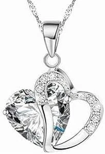 Kette Damen 925 Sterling Silber Zirkonia Lebhaft Herz Halskette - Bild 1 von 1