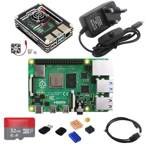 Raspberry Pi 4 8gb Starter Kit Power Supply Case with Fan Heatsink 32GB SD Card - Picture 1 of 10