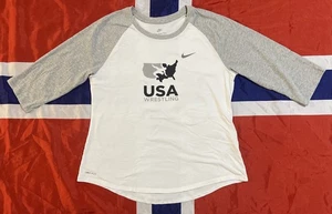 Nike USA Wrestling Damen weiß, grau, mit schwarzem 3/4 Arm L Dri-Fit Team Shirt - Bild 1 von 7
