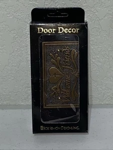Welcome Friends Heart Door Decor Rustic Sign Brass Plated Pewter Bob Seimon NEW - Picture 1 of 5
