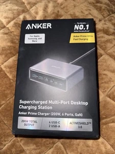 Anker Prime USB-C Desktop Charger 200W 6-Ports GaN Charging Station for iPhone - Picture 1 of 2