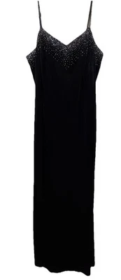 Vestido largo 22W de terciopelo negro Betsey & Adam de noche con estrás Foto 1 de 4