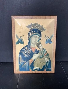 Our Lady of Perpetual Help Virgin Mary Picture Vintage Wall Art Religious Icon - Picture 1 of 5