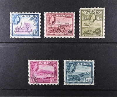 Antigua Scott # 117-121 Muito bom estado selos usados colônia britânica gato $56 - Imagem 1 de 2