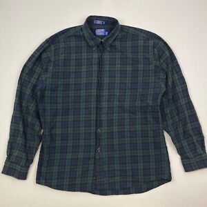 Pendleton Canterbury Cloth Shirt Mens XL Long Tartan Plaid Button Down Merino