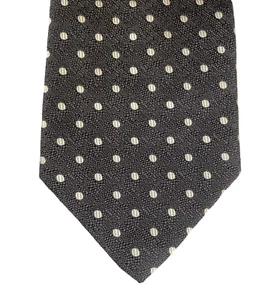 Spotty tie by Cezan brown with white polka dots Woven silk Made in Italy - Picture 1 of 3