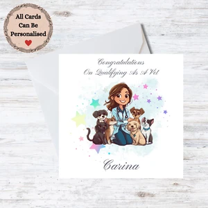 Personalised Female Vet Card - Qualifying Congratulations Customisable Name - Picture 1 of 1