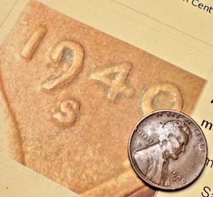 1940-S Lincoln Wheat 1c ~ Strike Doubled Date & Mint Mark ~ Great Errors ~ H97 - Picture 1 of 5