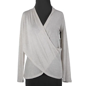 1 State NEW $59 Sz XS Camel Heather Silver Sheer Acrylic Metallic Top - Picture 1 of 20