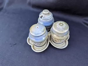Vintage Wade Armagh Irish Porcelain Condiment Set Salt Pepper Shaker Mustard Pot - Picture 1 of 10