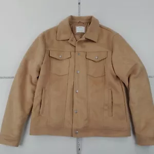 BERSHKA Jacket XL Tan Womens Coat Faux Suede - Picture 1 of 11