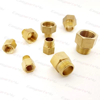 EASYPARTS4U Brass BSP Straight Reducing Female x Male Thread Connector Pipe Fittings Tubing