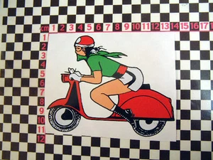 Racing Italian Scooter Girl Sticker - Lambretta - Picture 1 of 1