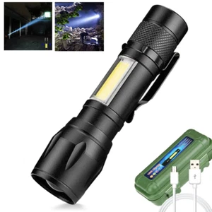 Torcia Super Luminosa Potente Ricaricabile Zoom Torcia USB Lampada Tattica - Foto 1 di 12