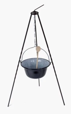 MARKENLOS Set 6L Ungarischer Gulaschkessel Emaille mit Dreibein und gratis Kochlöffel