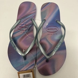Havaianas Slim Iridescent Quiet Lilac Flip Flops Sandals Women's Size 11/12 New - Picture 1 of 8