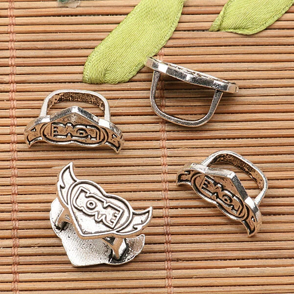 12Pcs  Tibetan Silver Tone Heart With Wing   Design Charms H0907 - Image 1 of 1