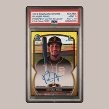 2023 Bowman Chrome Rayner Arias Yellow 1st Refractor Auto /75 Giants PSA 9/10