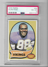 1970 TOPPS FOOTBALL ALAN PAGE RC CARD GRADED PSA 4 VG-EX GREAT COLORS & FOCUS