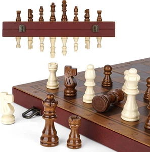 Strong Magnetic Chess Set for Adults & Kids, 15.4" Leather Chess Board & Handcra - Picture 1 of 12