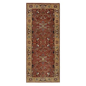 2'6"x6'1" Red Antiqued Fine Heris Recreation Hand Knotted Wool Runner Rug R91374 - Picture 1 of 8