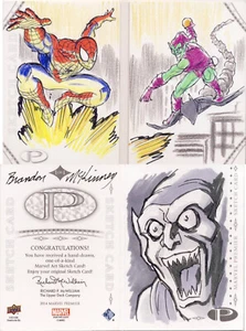 2014 Marvel Premier Dual Panel Sketch Card McKinney Spiderman Green Goblin - Picture 1 of 1