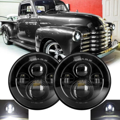 Black Pair 7" LED Headlights fit Chevrolet C10 Pickup 1962 1963 1964 1965 -1980 - Image 1 of 4