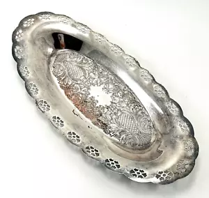 Bread Pickle Tray Carlton Plate SP Copper No 6310 Silver Plated Ornate Filigree - Picture 1 of 7