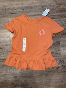 Girls Ruffle Tshirt Rust Sun - Cat & Jack L 10/12 - Picture 1 of 1