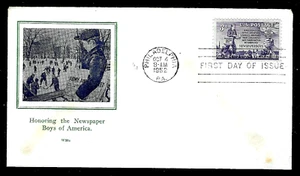 1015 3c Stamp (1952) THE NEWSPAPER BOYS FDC FROM WINFRED M. GRANDY (WMG) !!! - Picture 1 of 1