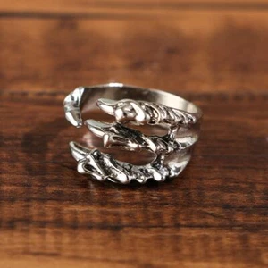 Creative Vintage Jewelry Dragon Claw Stainless Steel Eagle Titanium Steel Ring - Picture 1 of 9