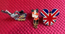 Disney Trading Pin Lot of 3, Gaston, Union Jack Mickey & 3D Slider Aerosmith, VG