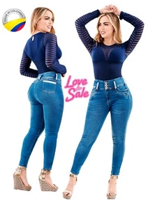 Pantalones de mezclilla push up reducir abdomen originales colombianos Levanta Cola - Imagen 1 de 8