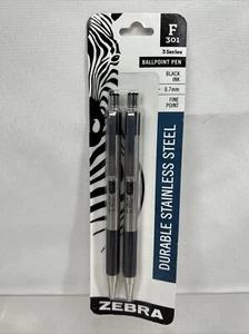 Zebra Stainless Steel  Pen. F301 Black Ink Fine Tip. - Picture 1 of 2