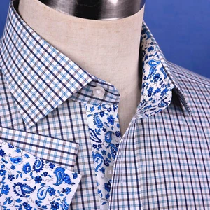 Camicia abito multicolore verde a quadretti e assegni business paisley formale floreale - Foto 1 di 12