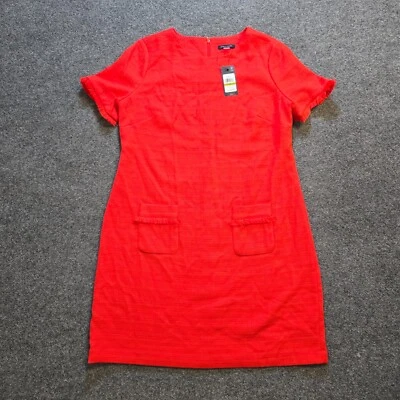 Tommy Hilfiger Dress Womens Size 14 Orange Tweed Fitted Short Sleeve Classic - Image 1 of 4