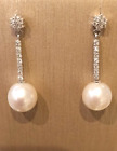 Boucles D'Oreilles Or 18 CT 750 Perles et Diamants