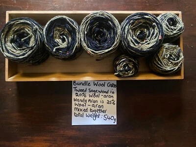 Bundle Wool Cakes 540g Tweed (20% Wool) & Khaki Aran (25% Wool) - Image 1 of 4