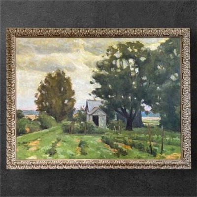 Eugene J. Quinn Jr. Original Art Painting Oil On Canvas Impressionist Farm Scene - Image 1 of 4