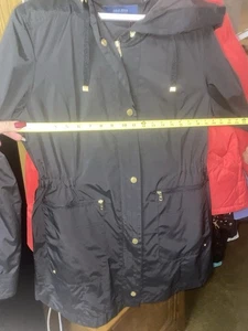 COLE HAAN Light Weight Hooded Mid Length Style Jacket With Travel Pouch Sz Large - Picture 1 of 3