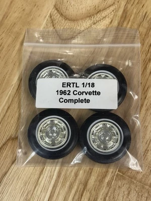 Ertl 1:18 Scale Diecast Parts 1962 Corvette Tires Rally Wheels - Image 1 of 2