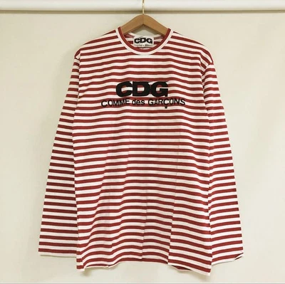 Б/У СОВЕРШЕННО НОВЫЙ, БЕСПЛАТНАЯ ДОСТАВКА, COMME DES GARCONS CDG В ПОЛОСКУ ДЛИННЫМ РУКАВОМ РУБАШКА - Изображение 1 из 4